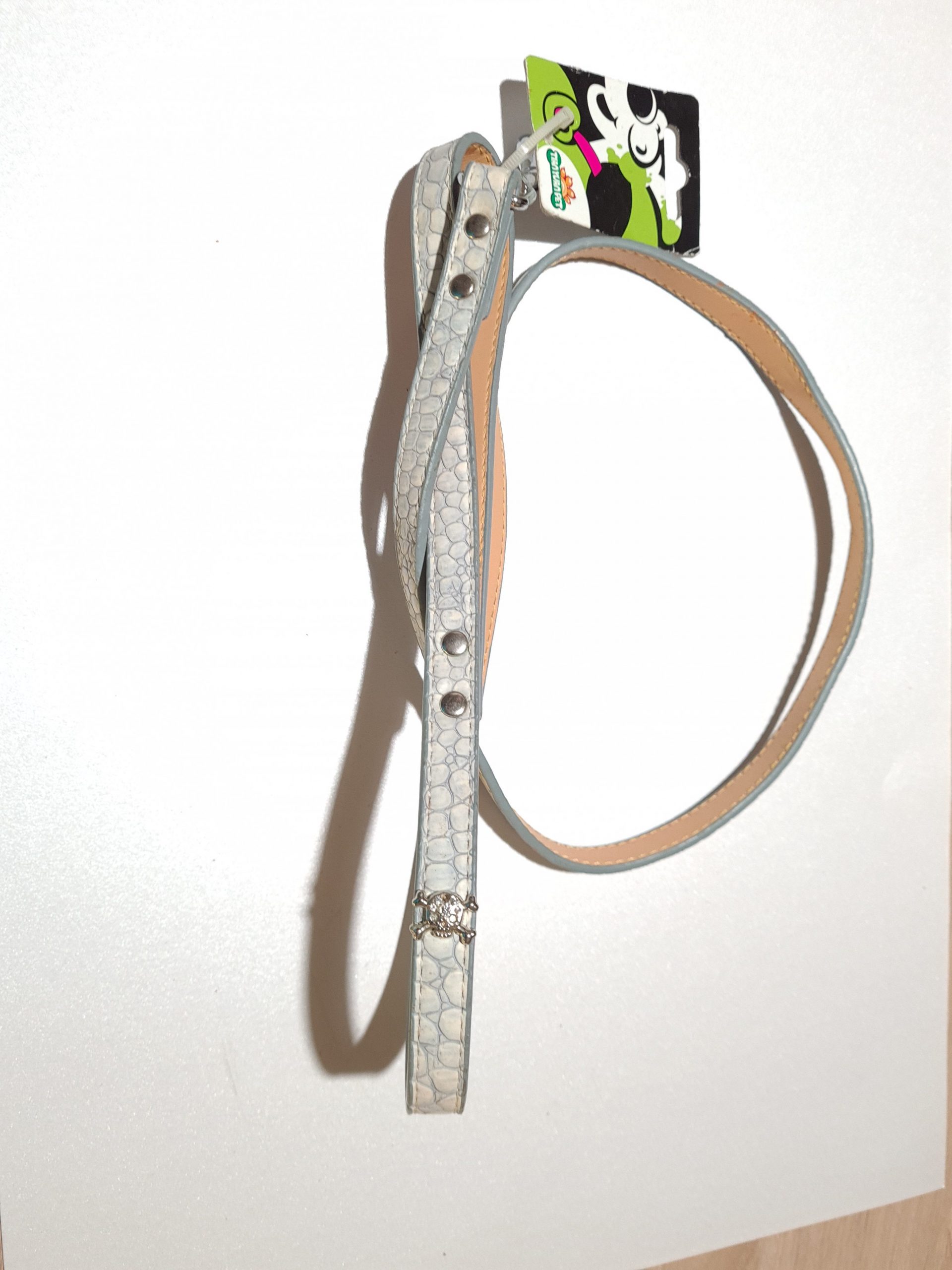 Looplijn Hond 200cm Leer met grappig ontwerp -skull Swarovski