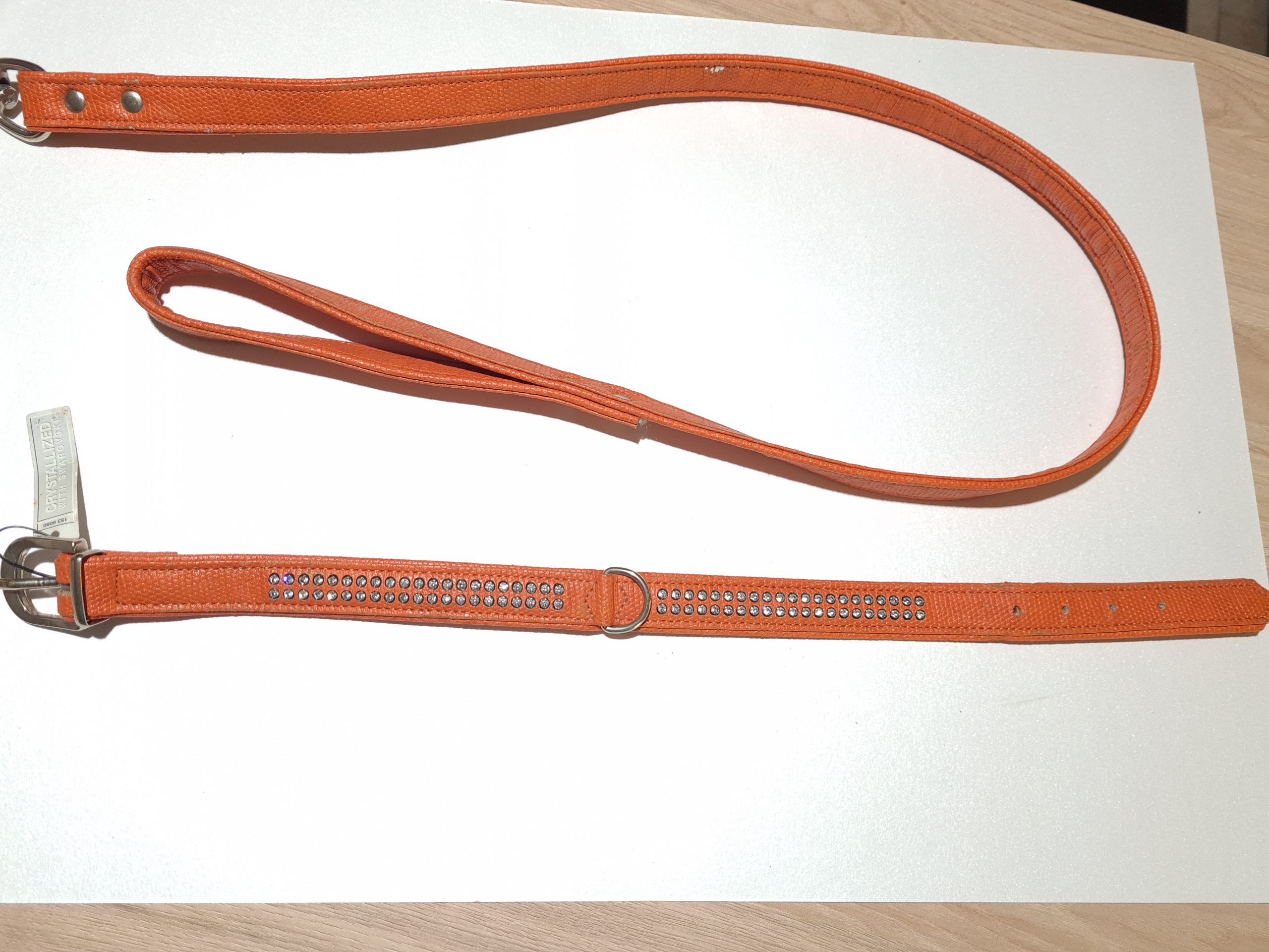 Looplijn Hond 200 cm met Halsband M Swarovski cristalen